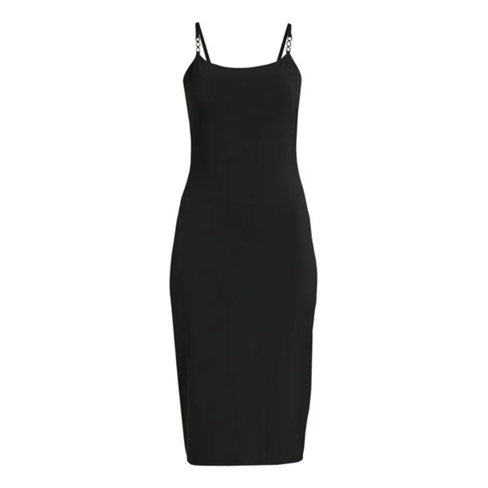 Planet Gold Black strappy double hardware dress